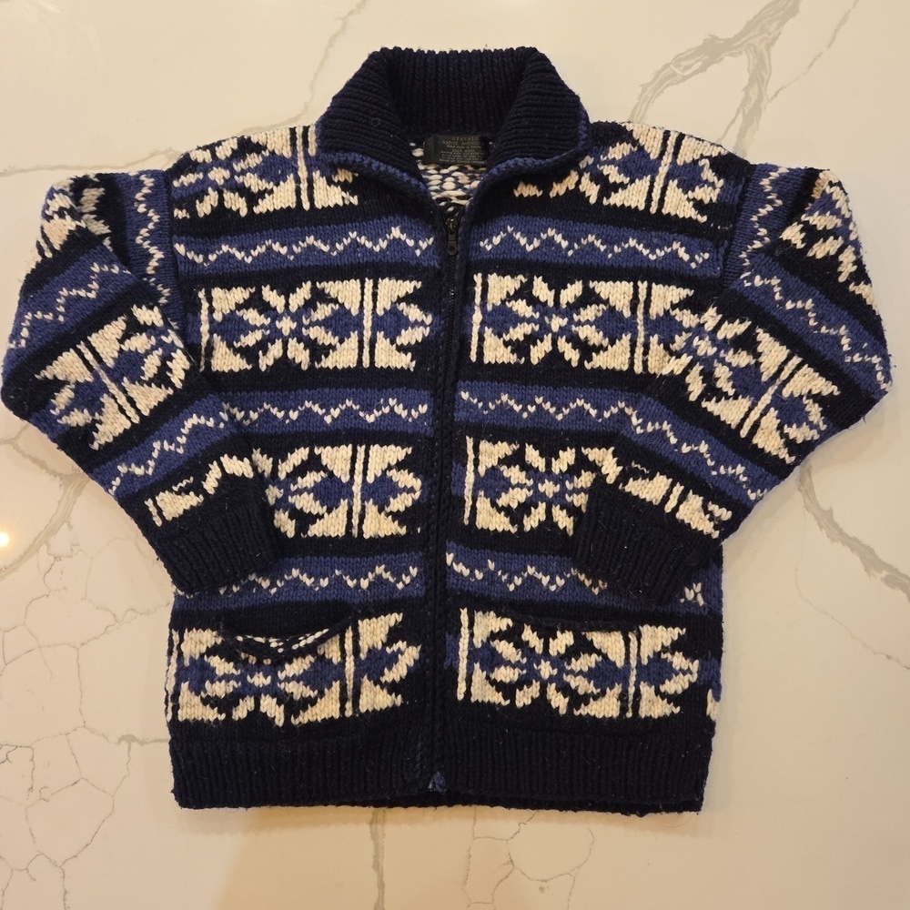 VTG Octavalo Native American Wool Full Zip Cardigan Sweater Jacket Size Small